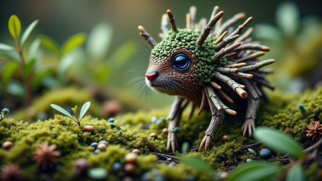 A Tiny Guardian of the Forest Floor in Nature's Own Material...
