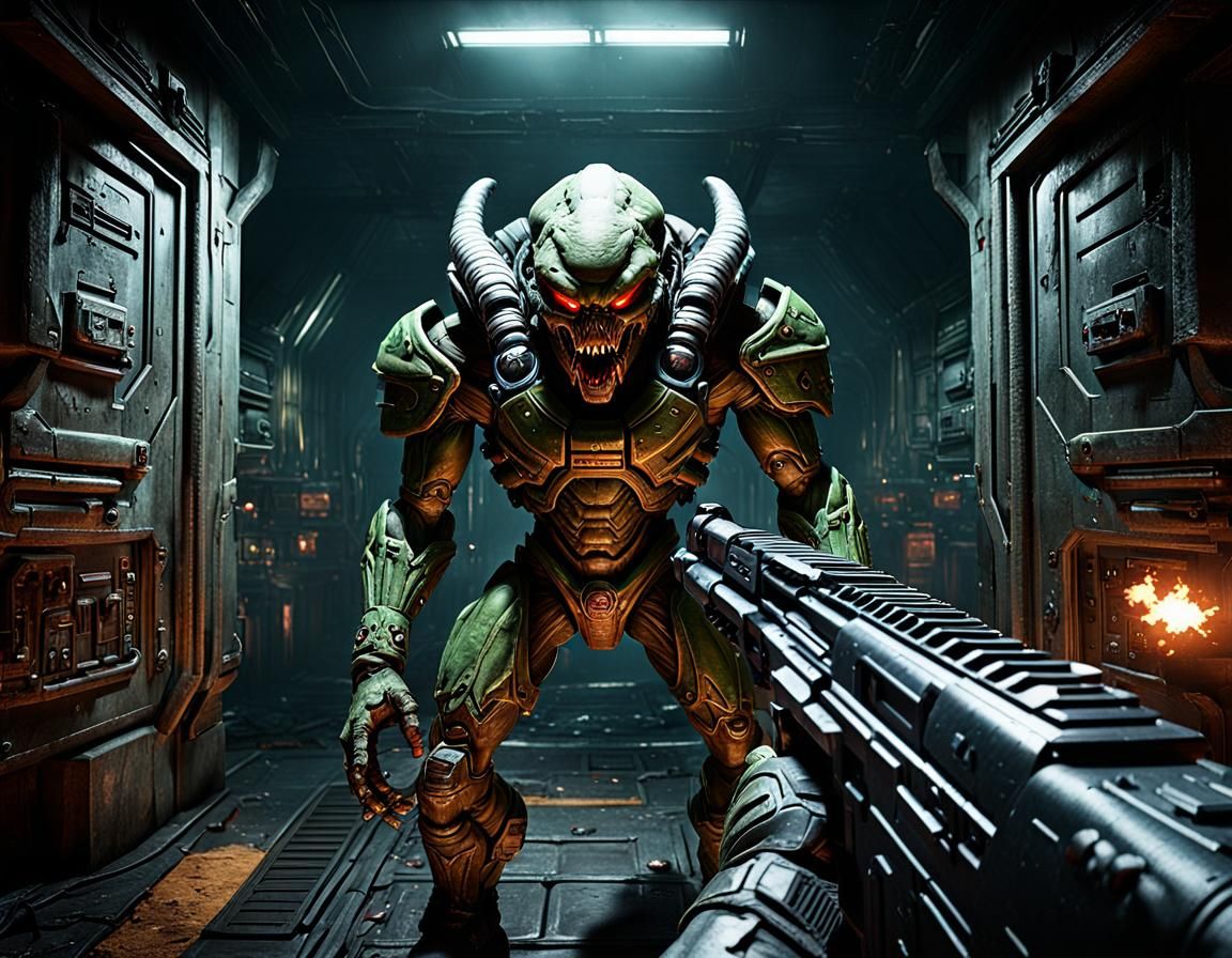 Doom-Style FPS Game Screen with Cacodemon