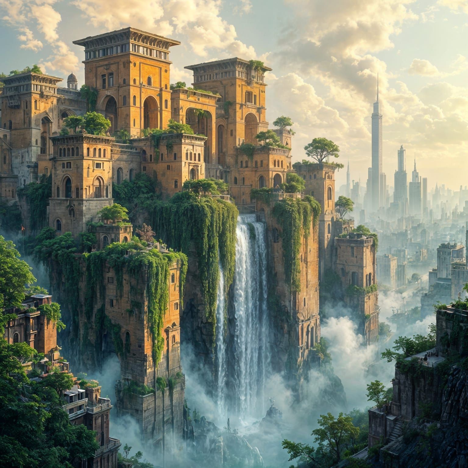 Babylon's Hanging Gardens in Dystopian Split-Complementary C...