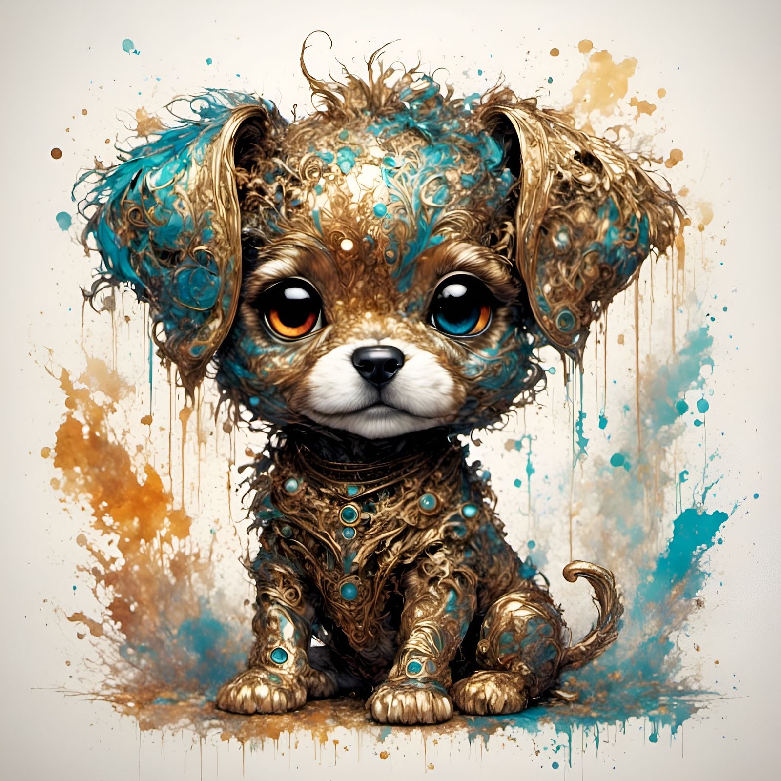 Chibi Puppy with Colorful Animal Style