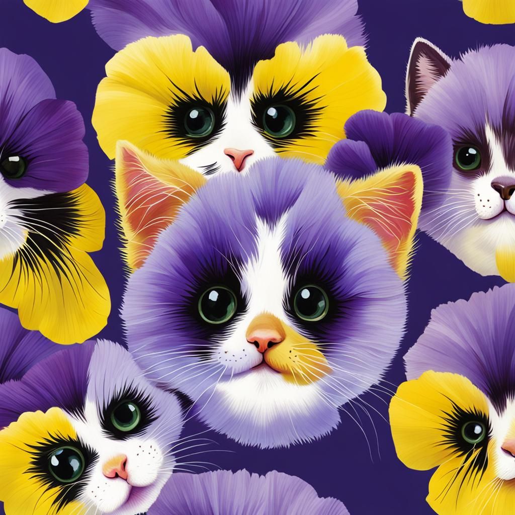 Pansy Flower with Kitten Face Markings