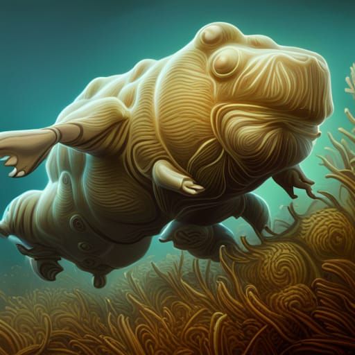 Virus Attacking Tardigrade in Detailed Matte Painting