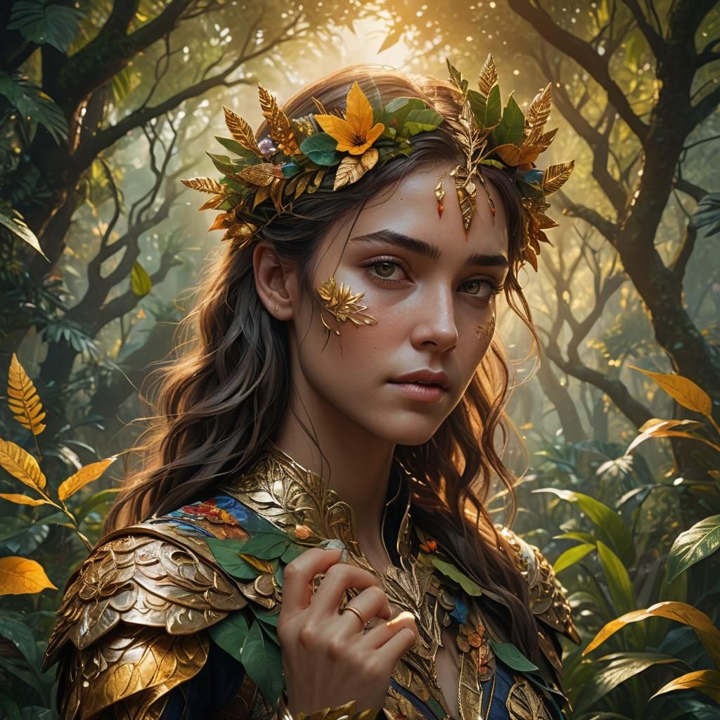 Enchanting Portrait: Helping Hand in Lush Foliage