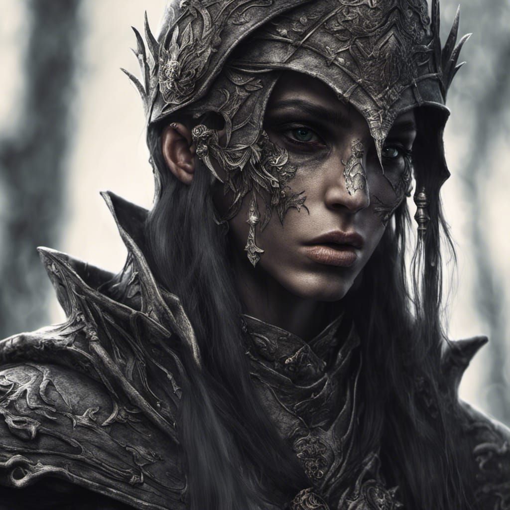 Detailed Half-Elf Necromancer Hero in HDR