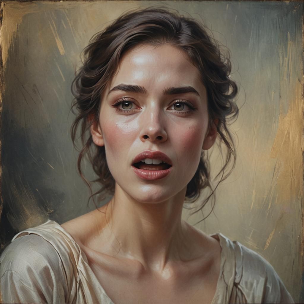 Beautiful Woman Speaking: An Oil Painting Concept