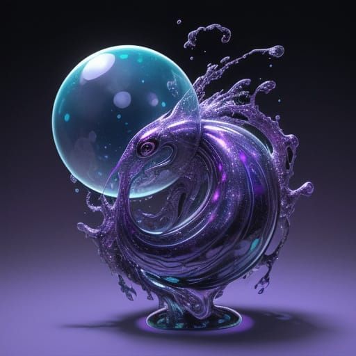 Surreal Alien Creature Adapts to Vibrant Gradient Background