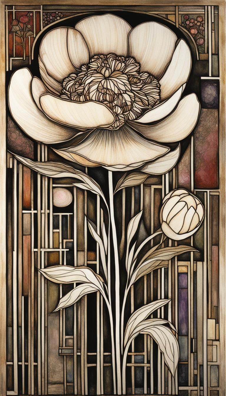 Peony Flower in Glasgow Style