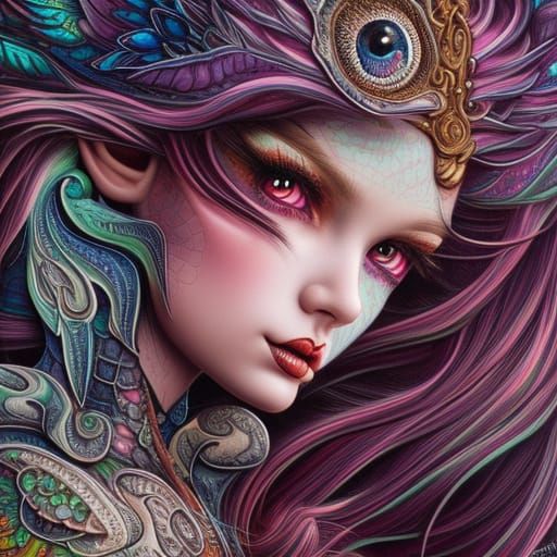 Punk Rock Elf Girl in Detailed 3D Art