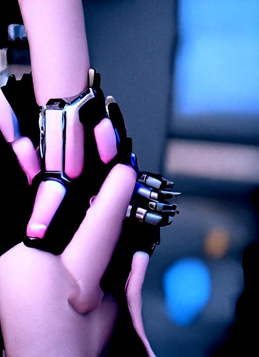 Cybernetic Hand Holding Cyberpunk Object in Unreal Engine