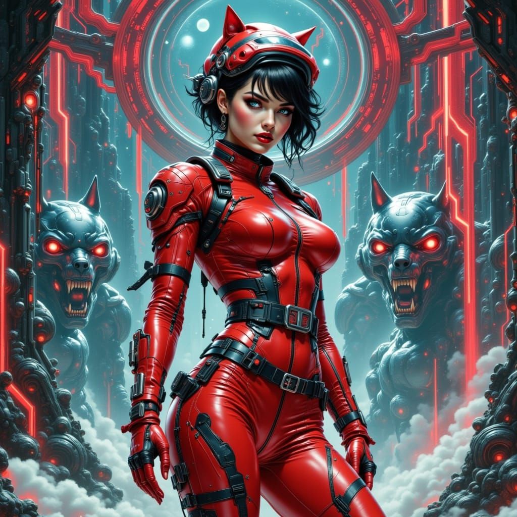 Cyberpunk Red Riding Hood in Neon VR Forest