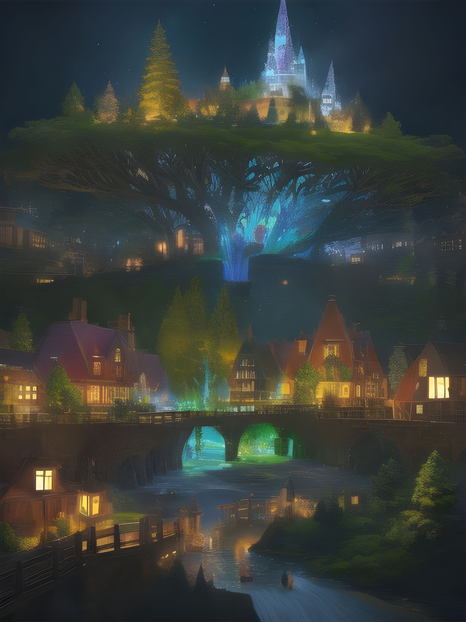 Christmas Tree Village: 3D Fantasy Art