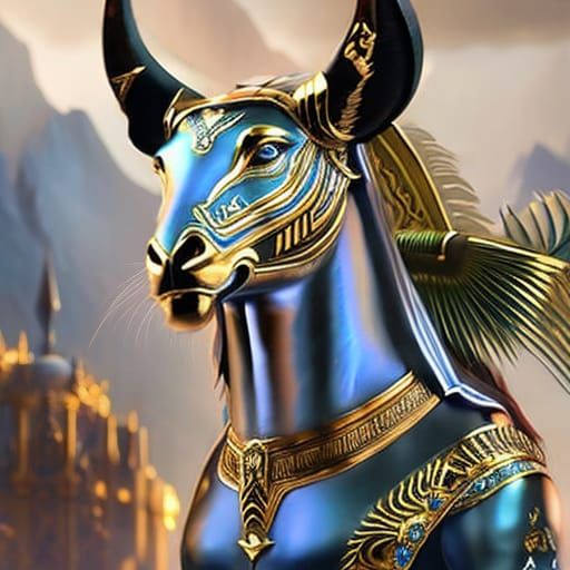 Anubis Portrait in Dark Fantasy Steampunk Style