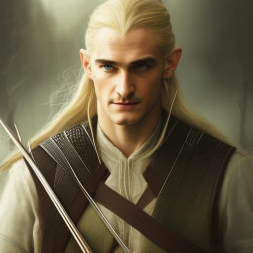 Legolas Portrait in Hyperdetailed Concept Art Style