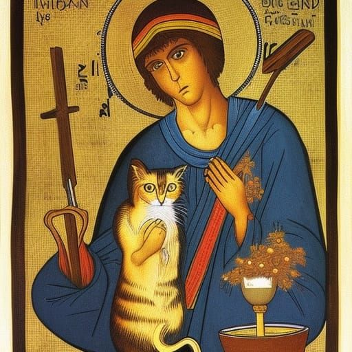 Iconic Image of Cat and Mouse Burial in Nile Style