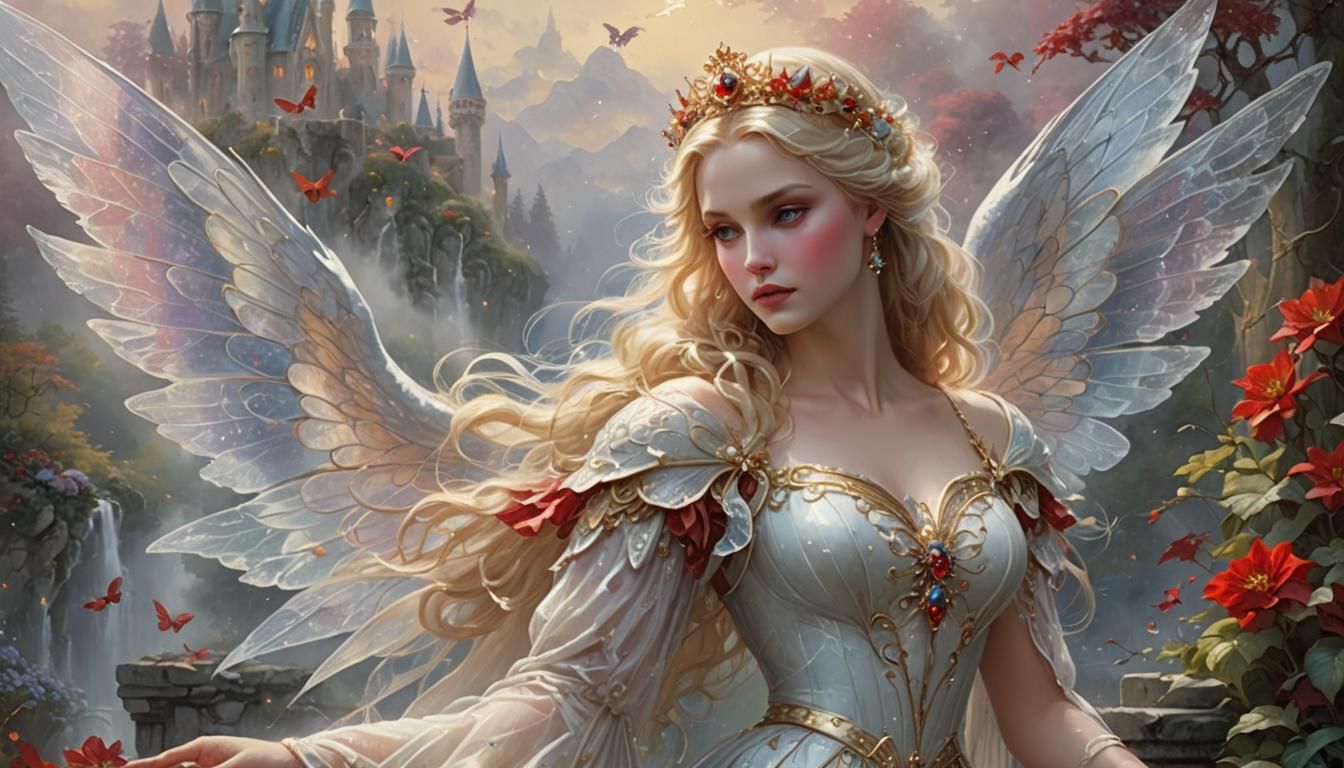 Regal Fae Queen in Ethereal Fantasy Style