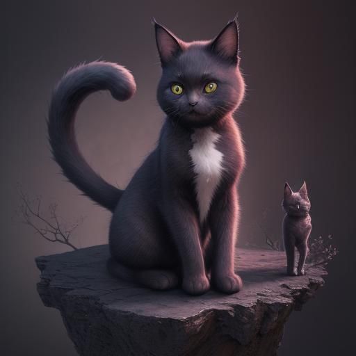 Kawaii Cat in Detailed Fantasy Art