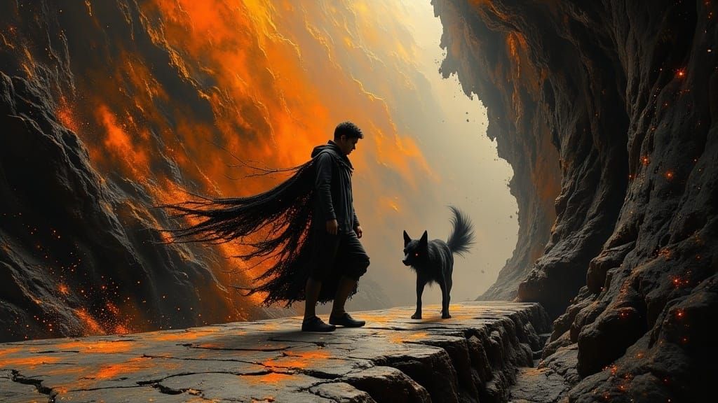 Midnight Sorcerer and Wolf