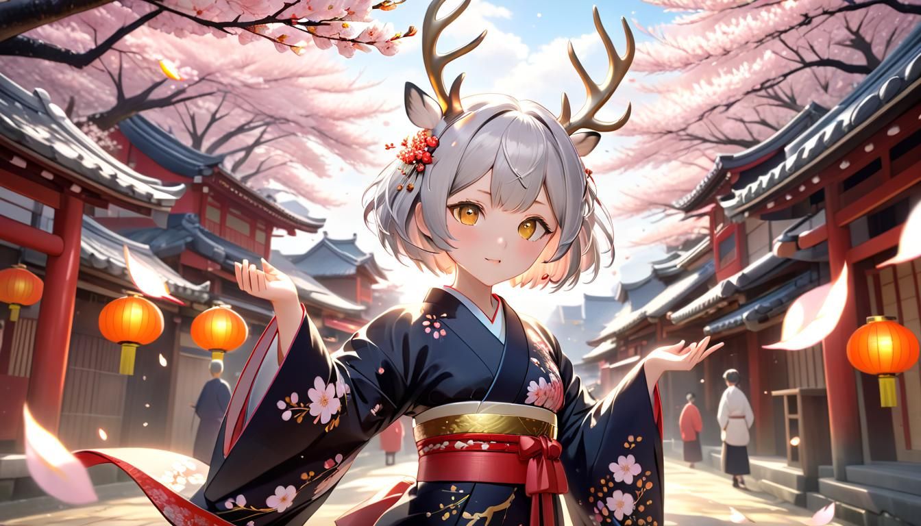 Sakura Girl in Kimono: 8K Concept Art