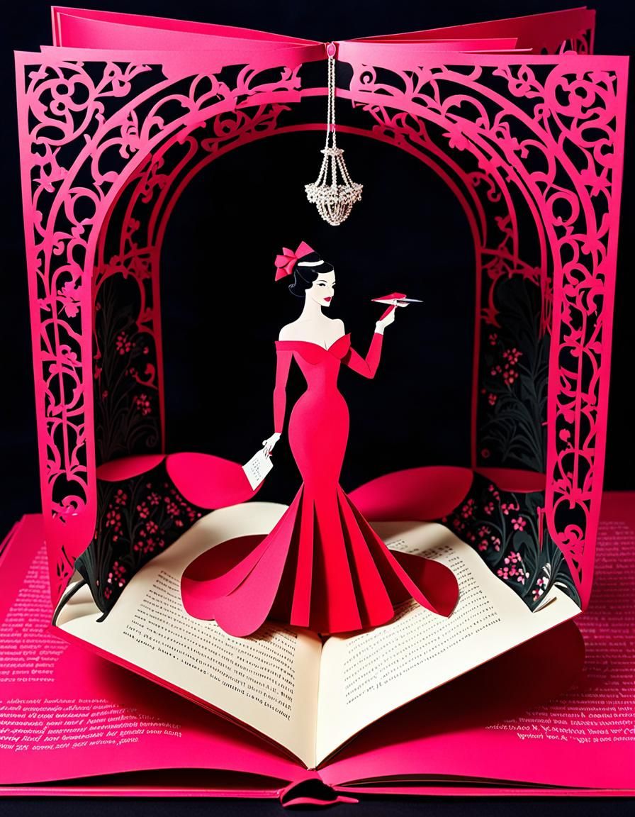 Pop-Up Book Illustration of a Femme Fatale