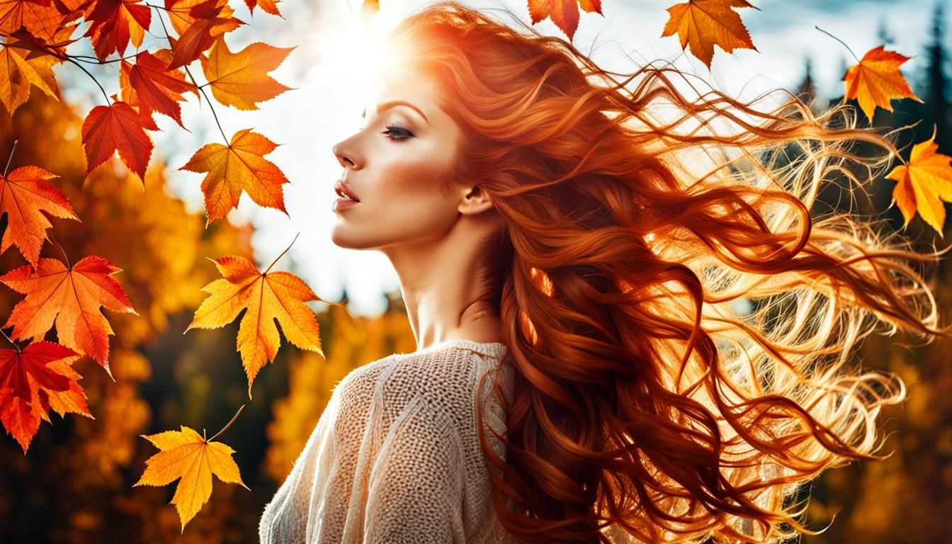 Double Exposure Portrait with Autumn Leaves