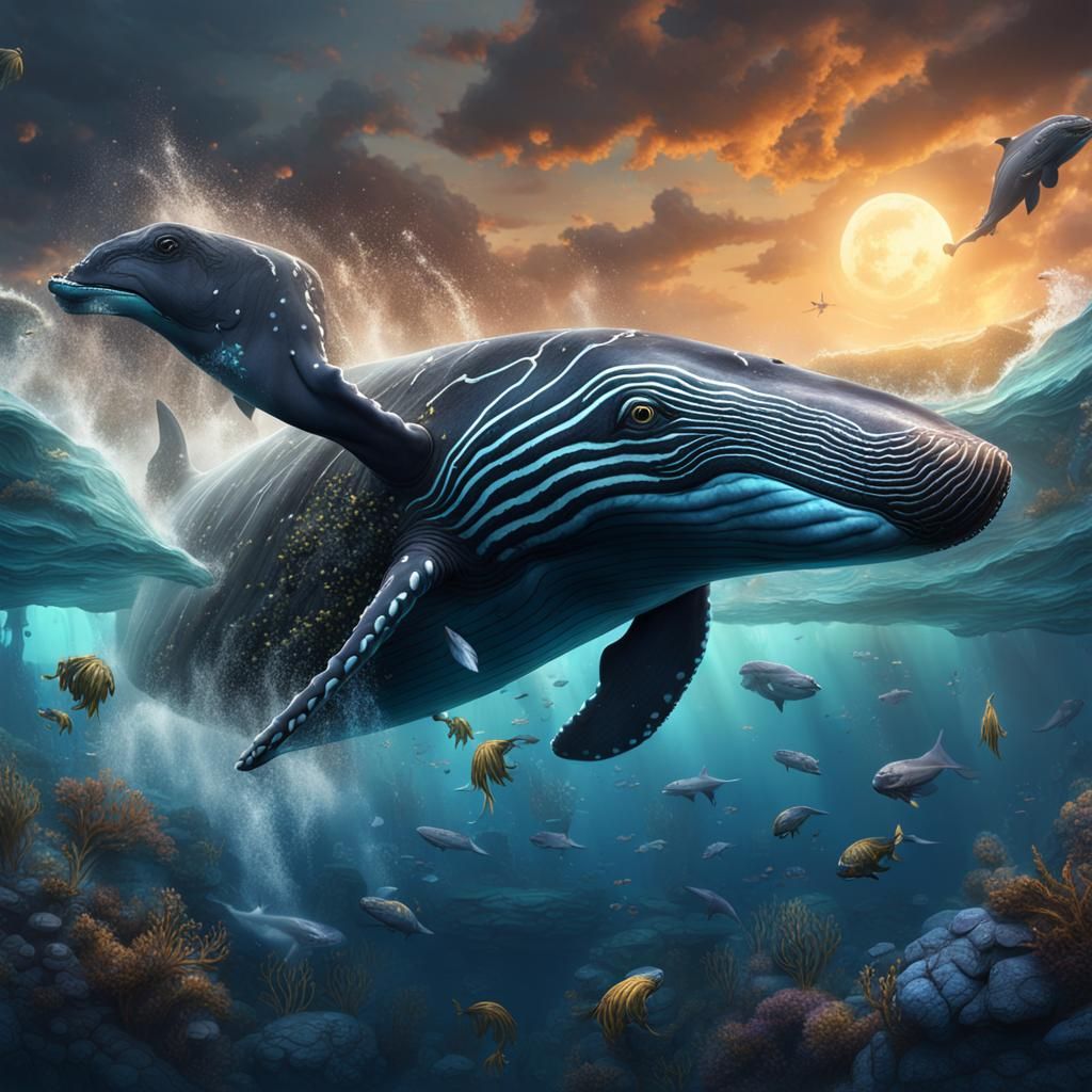 Detailed Matte Painting of a Humpback Whale