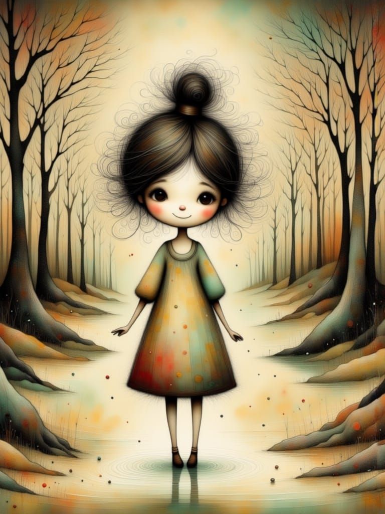 Child's First Steps: Whimsical Storybook Illustration