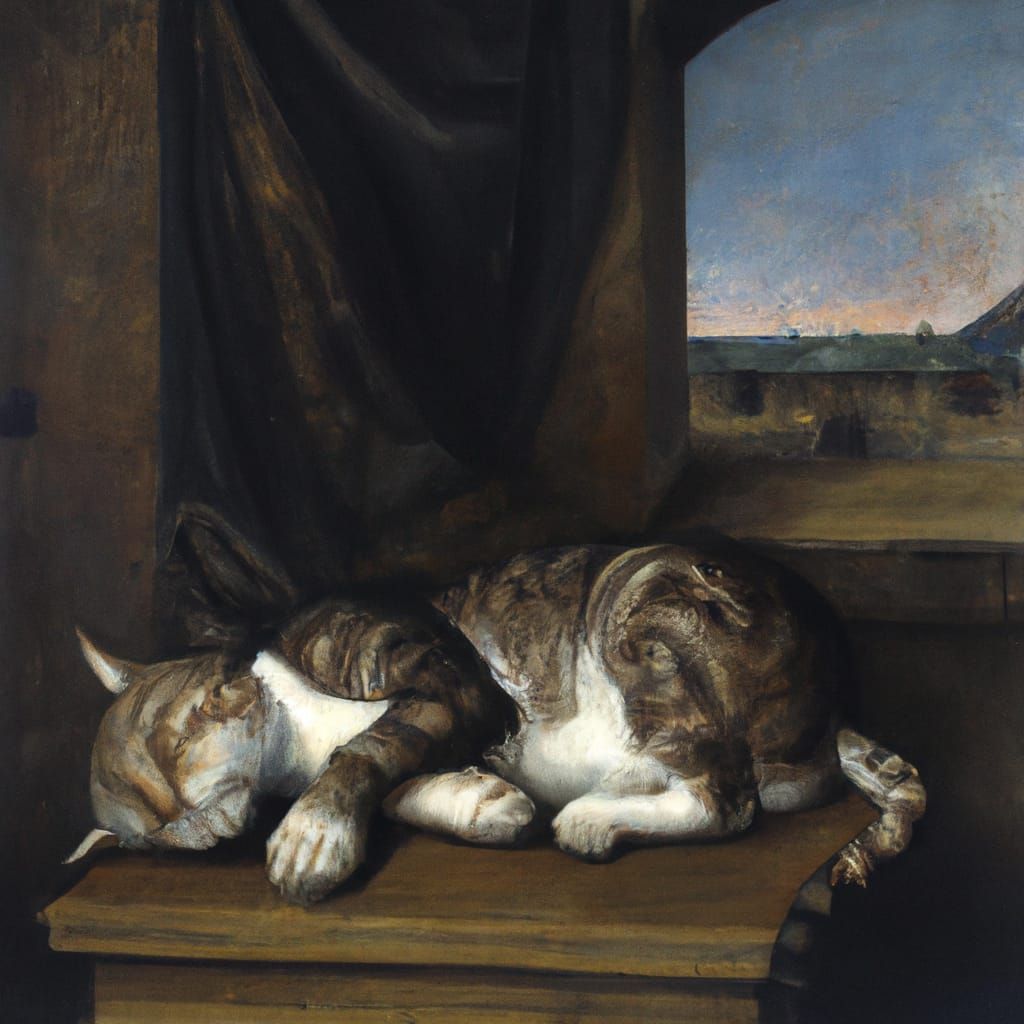 Cat Nap Inspired by 15th Century Oil Painting