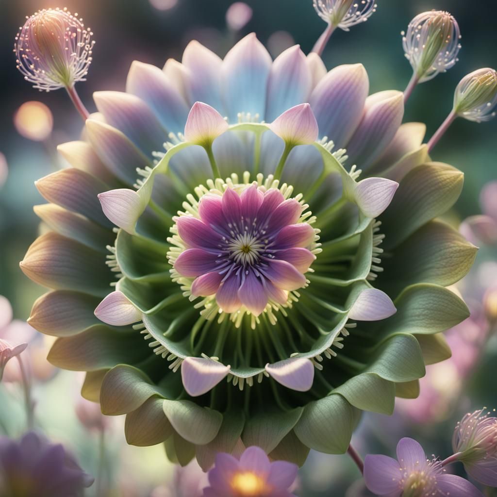 Magical Flower Blooms in Ethereal Forest: Sci-Fi Art