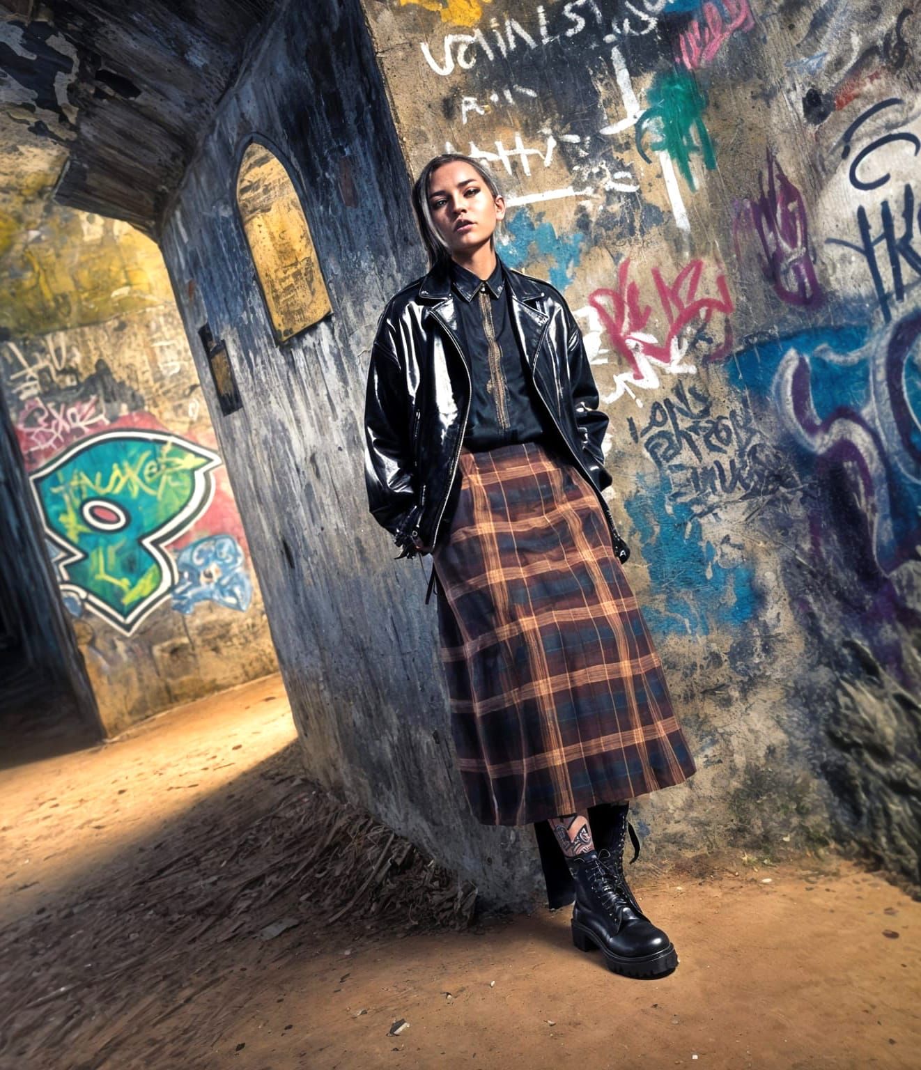 Punk Rock Fashion in Hyperrealistic Urban Setting