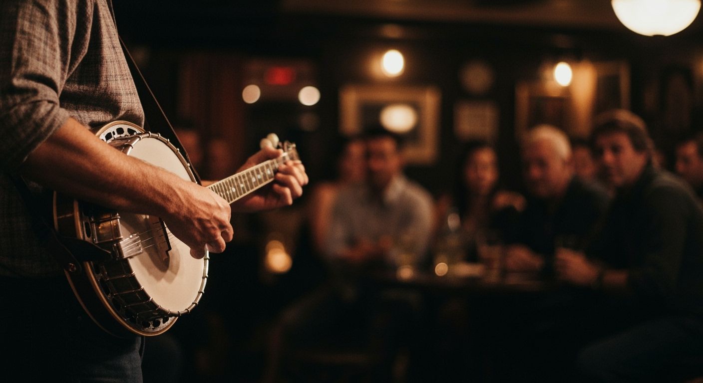 Lonely Banjo Man on Empty Street Corner