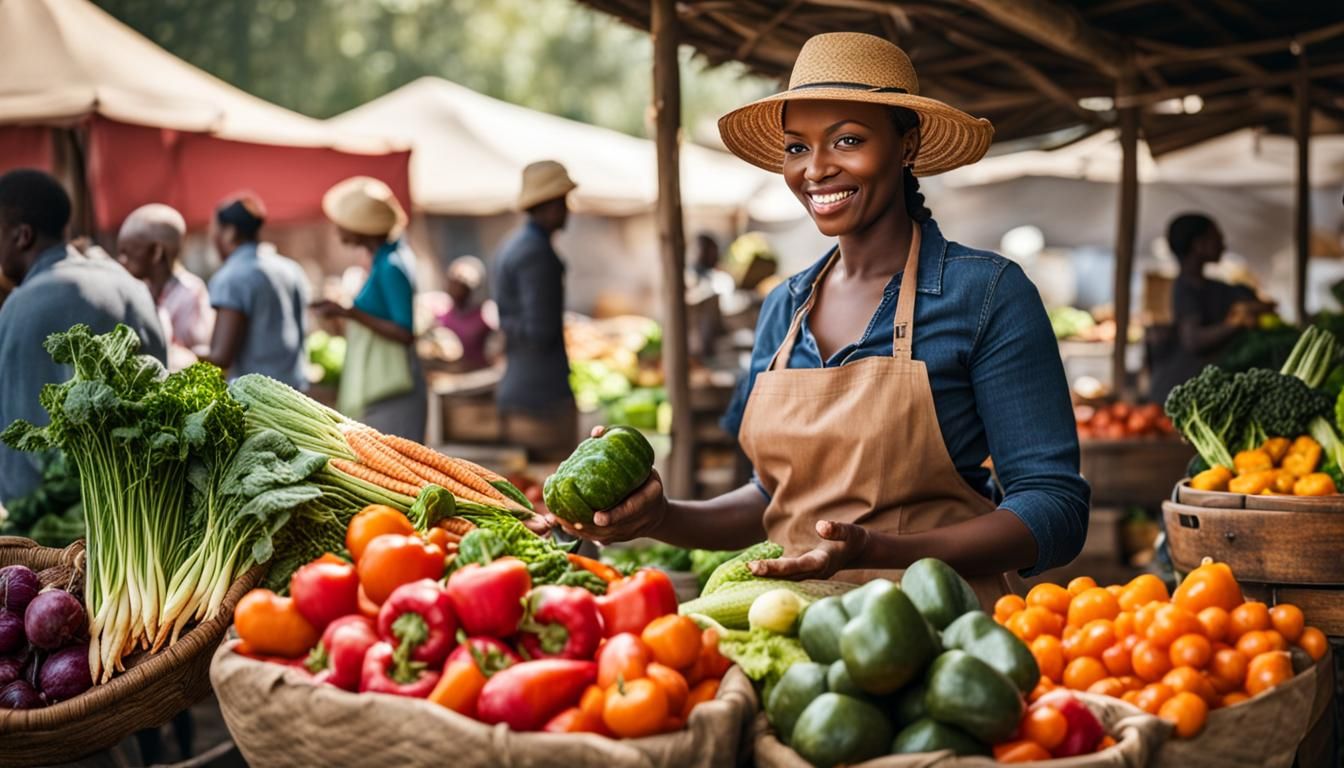 African American Farmer Selling Fresh Vegetables