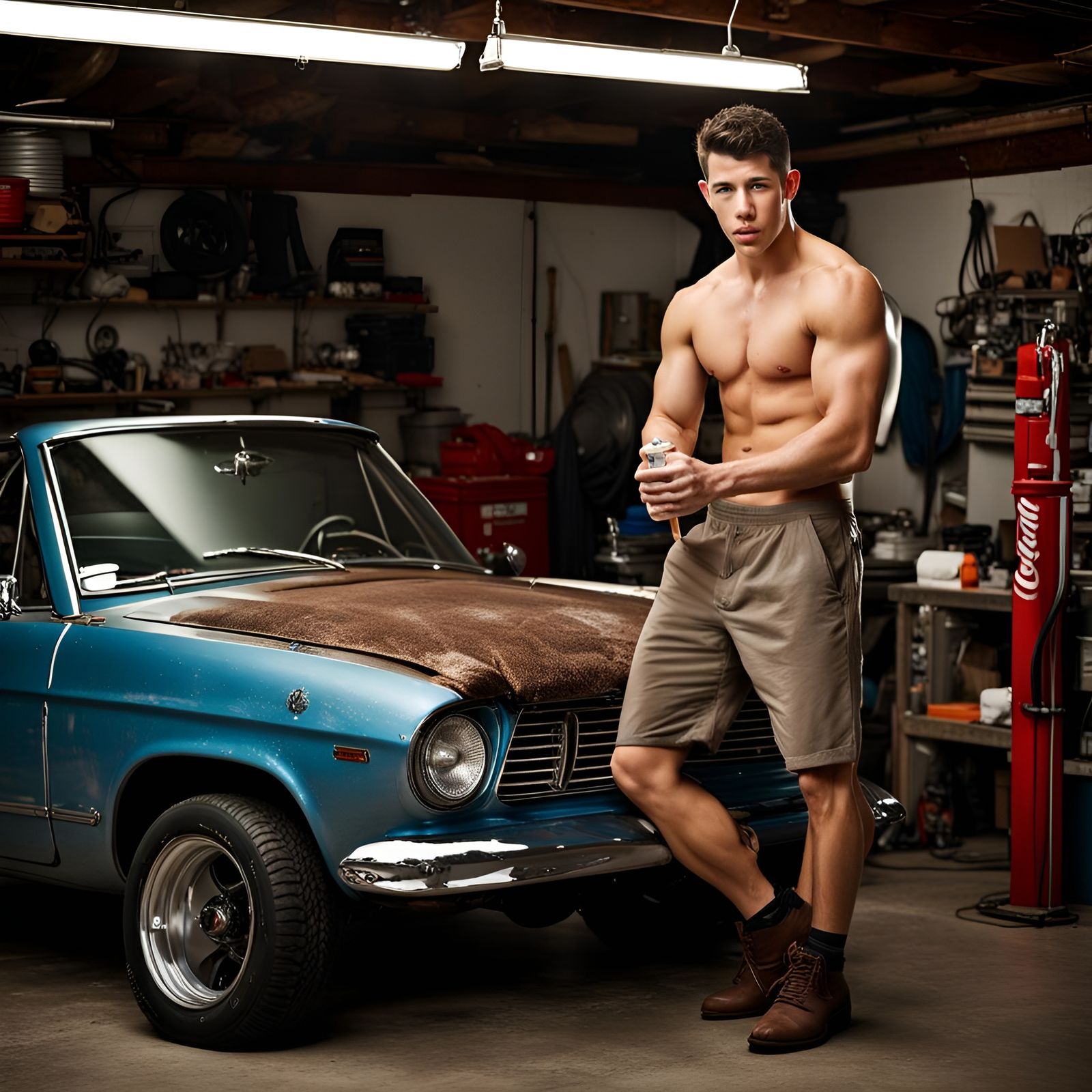 Man Working on Car: Professional Color Portrait
