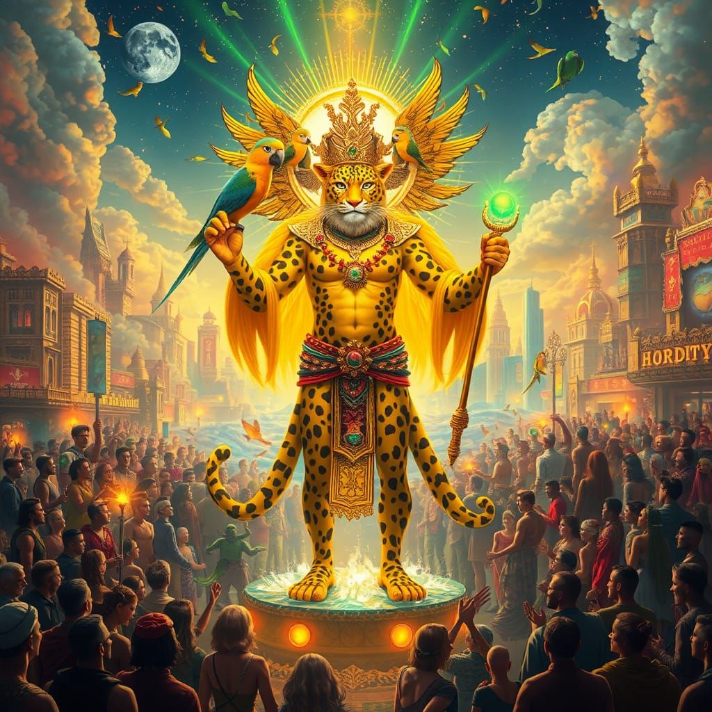 Yellow Leopard Man: A Surreal Dreamscape