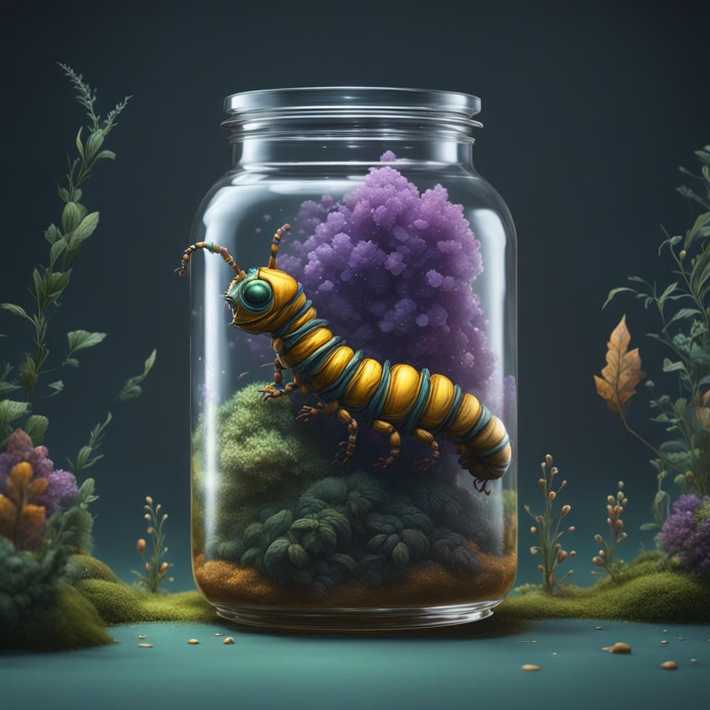 Detailed Caterpillar in a Jar Concept Art