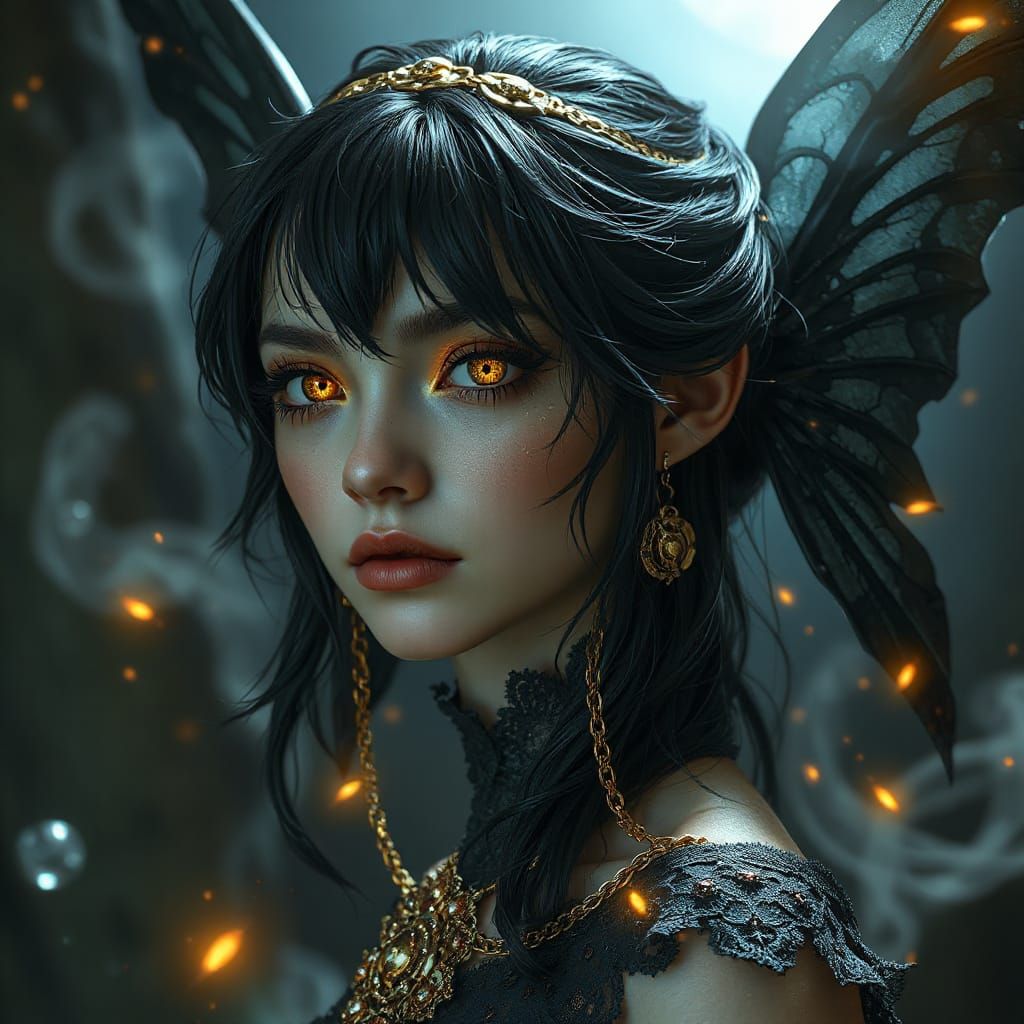 Mysterious Dark Fairy Portrait in Gothic Aesthetic