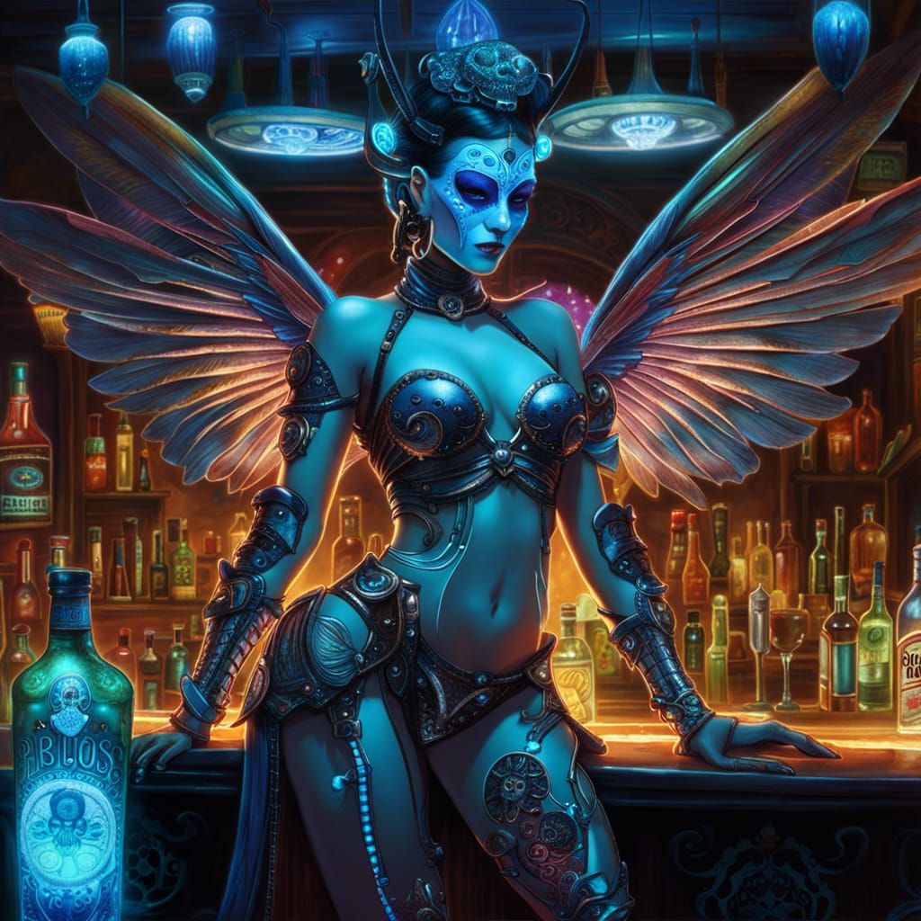 Glowing demon barkeep