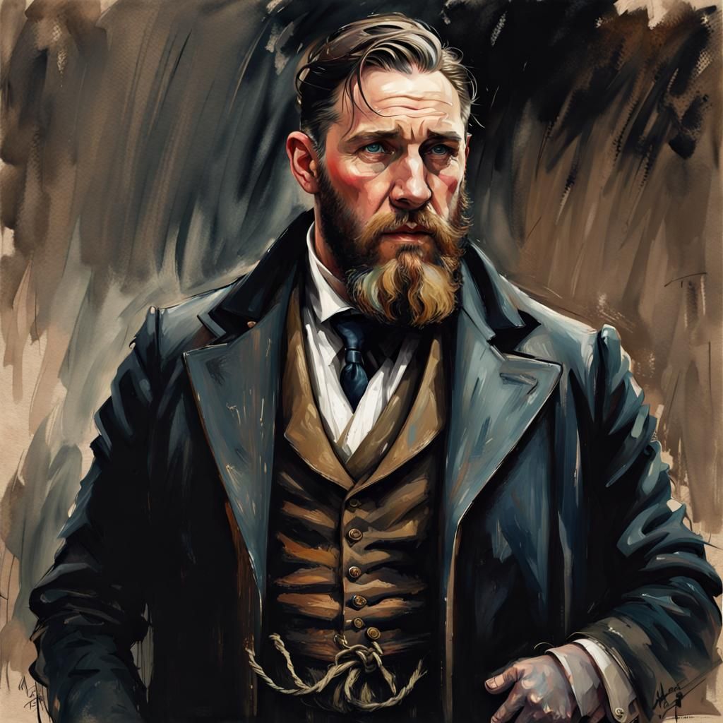 Alfie Solomons Portrait in Gothic Art Style