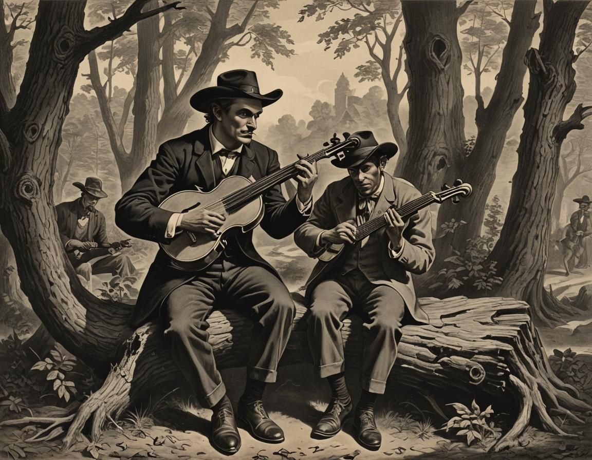 Devil's Fiddle Contest in Georgia: Dark Fantasy Art