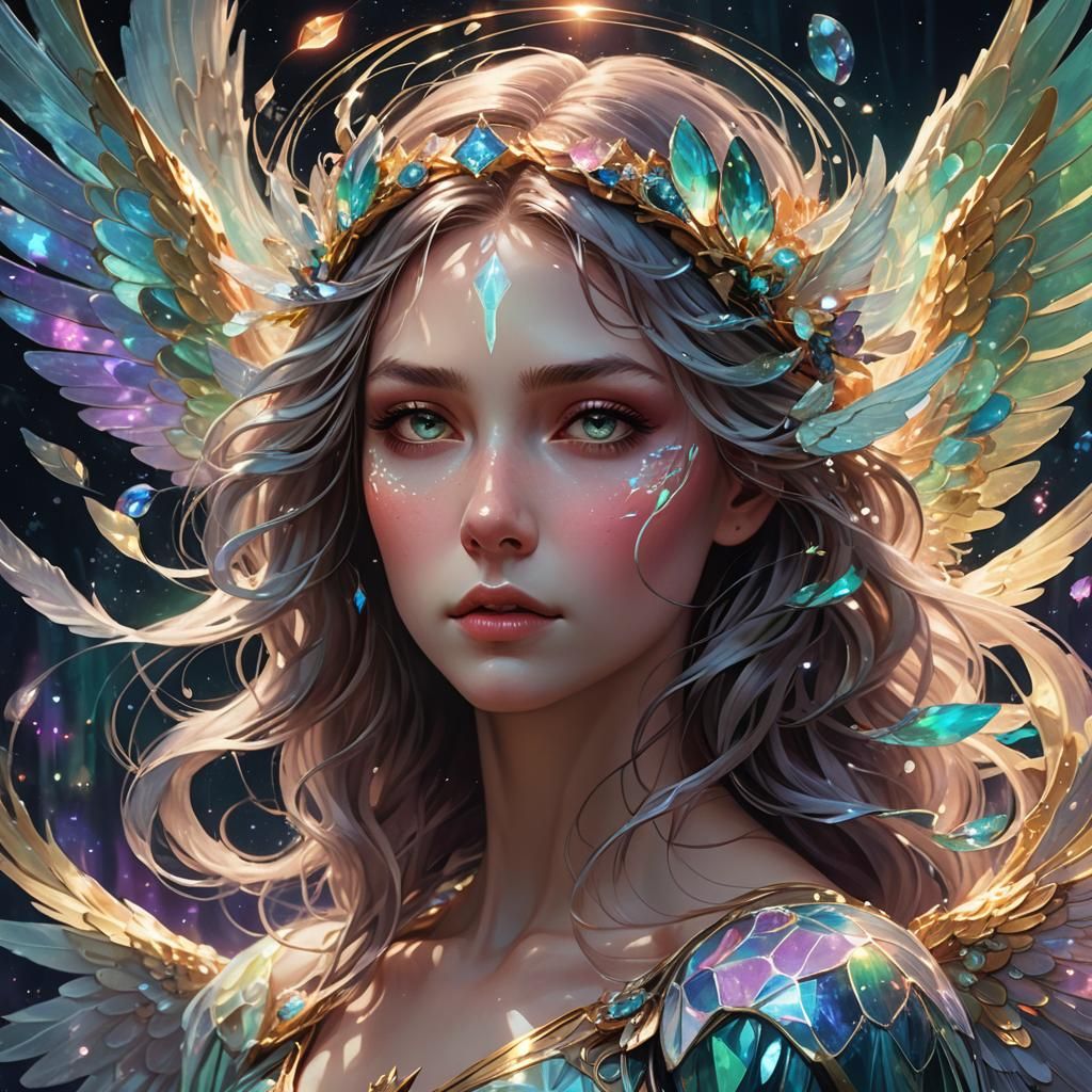 Ethereal Being Portrait in Art Nouveau Style