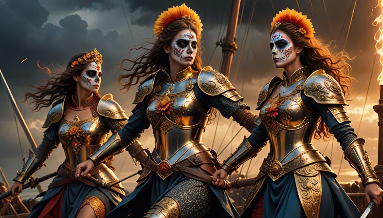 Epic Battle: Women in Día de los Muertos Armor