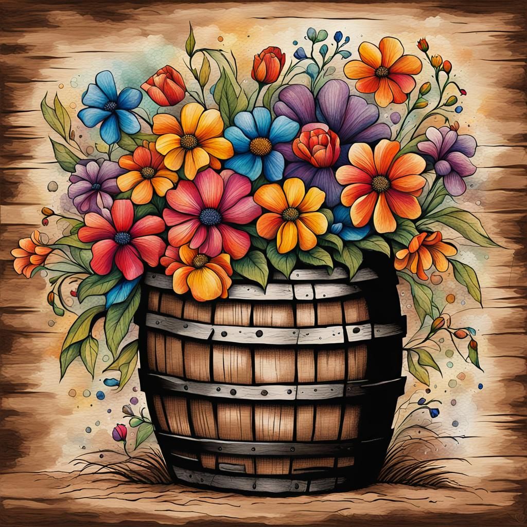 Colorful Flowers Bloom in Abstract Stone Garden