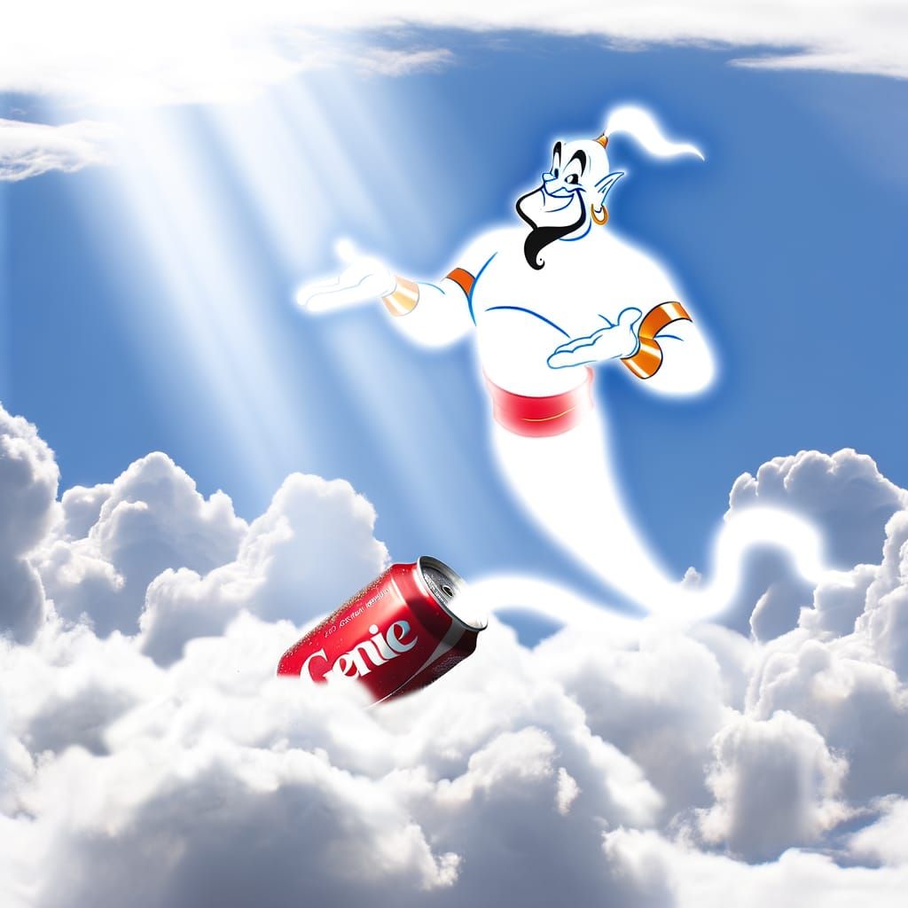 Genie Summoned from Coke Can in Divine Light