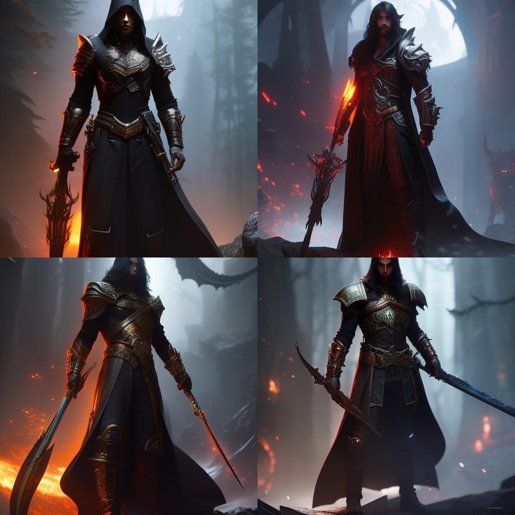 Vampire Warlock in Blood Armor, Dark Fantasy Art