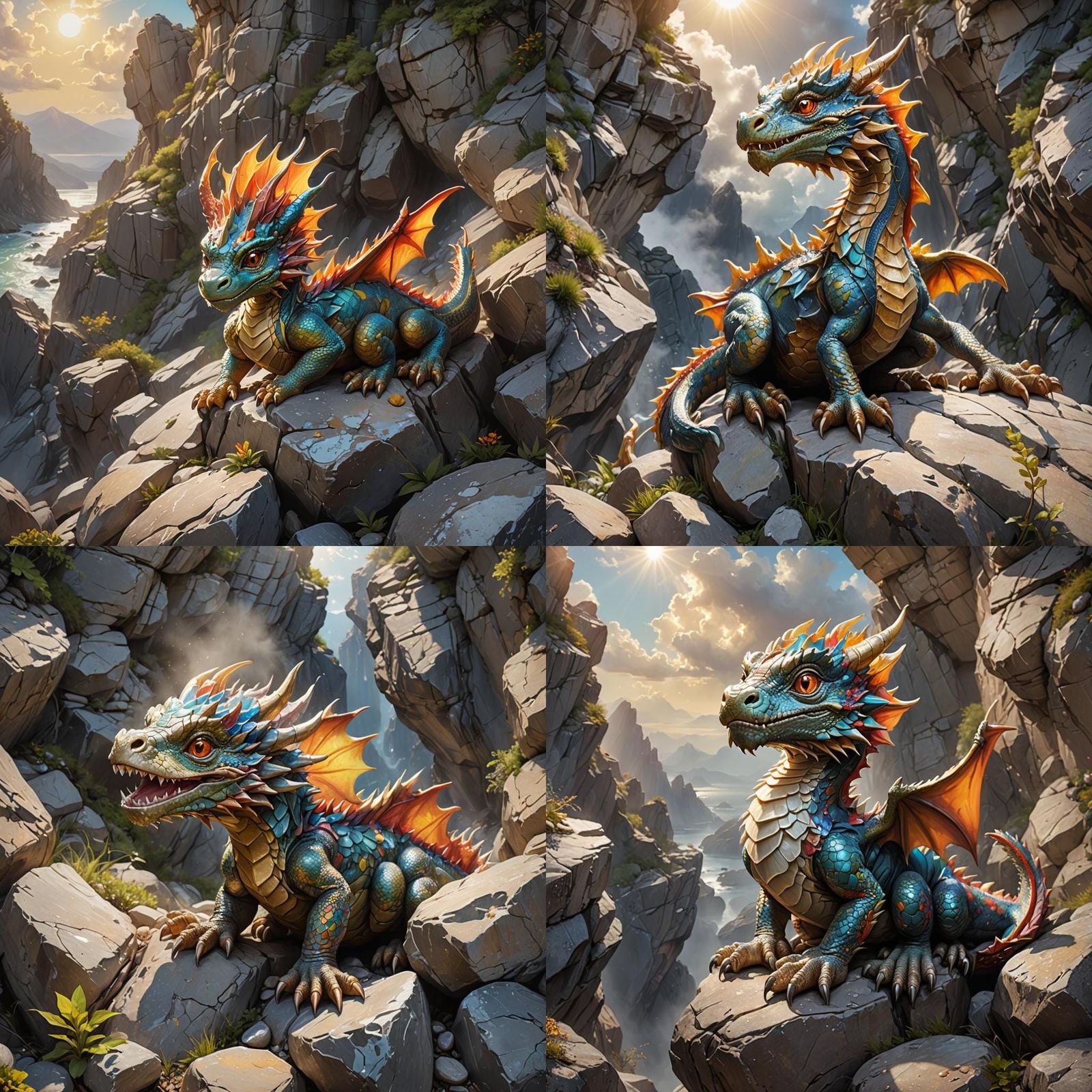 Hatching Paisley Dragon on Cliff Face