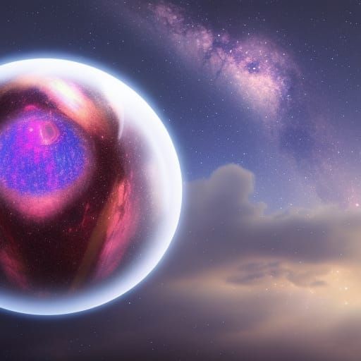 Milky Way Galaxy Inside Glass Sphere: Detailed Matte Paintin...