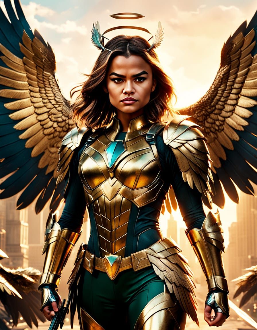 Paris Berelc as Hawkgirl in Comic Book Art Style