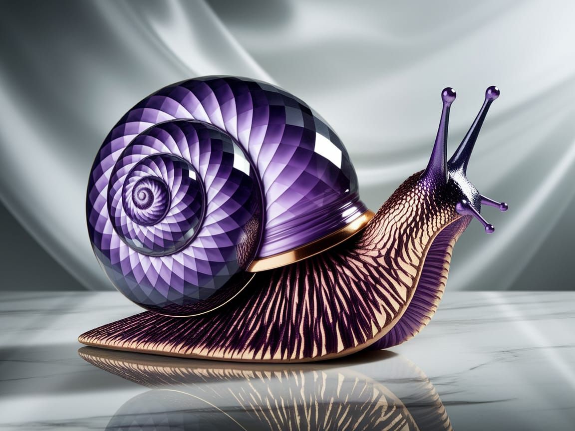 Luxurious Amethyst Snail with Intricate Gold Accents