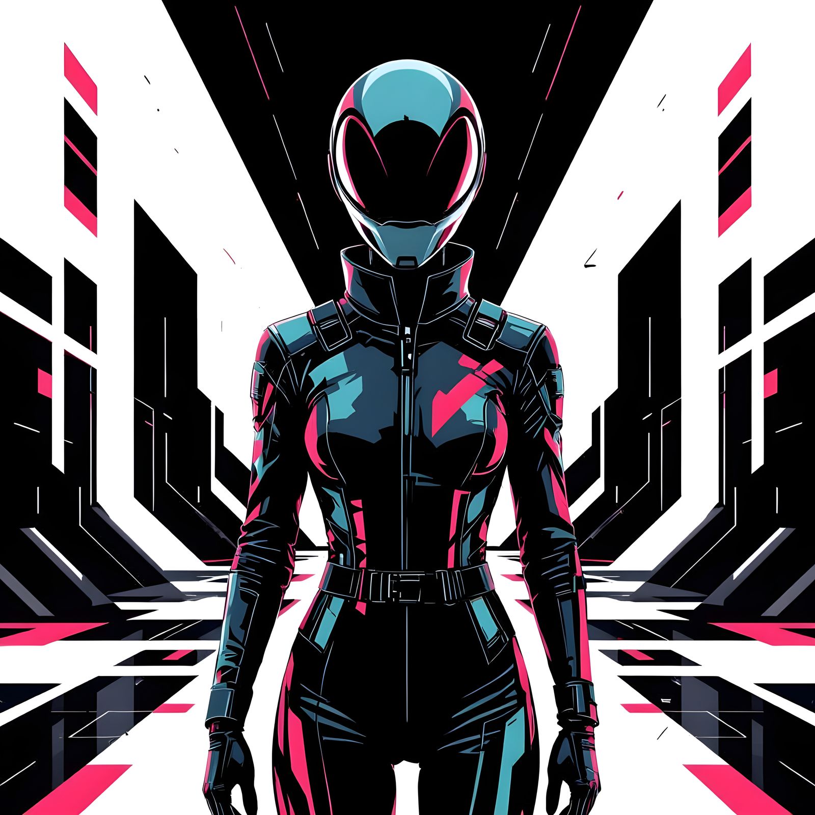 Alien Pop Art Stencil in Triadic Colors