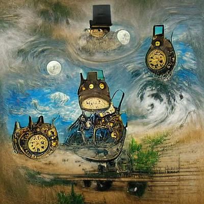 Steampunk Totoro in Van Gogh Style