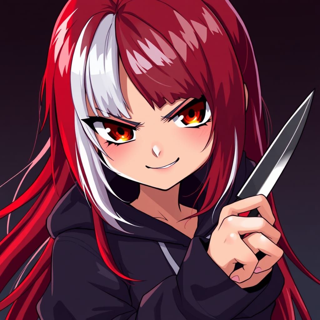 Anime Chibi Girl with Knife in Studio Trigger Style